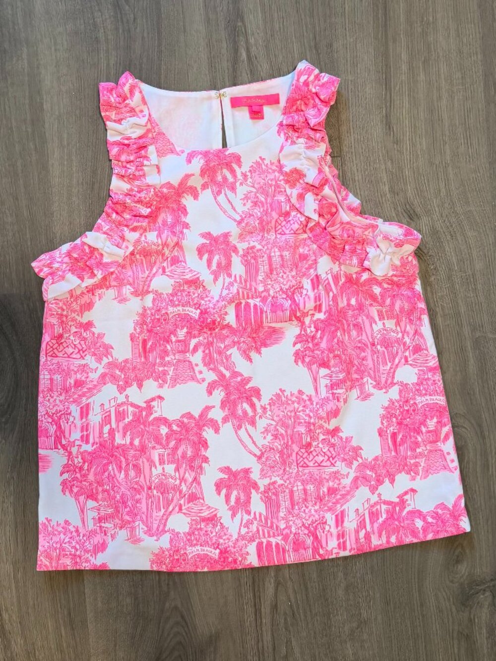 NWOT Lilly Pulitzer Ruffle Top (65th Anniv. PB print) Size M